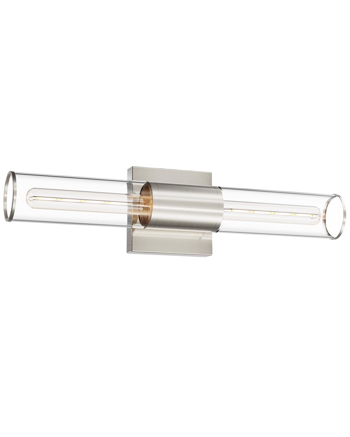 Youroke Brushed Nickel Bath Vanity Light Fixtures, Indoor Wall Sconce Light with Cylinder Clear Glass Shade, Modern E26 Elegant Bathroom Wall Mounted