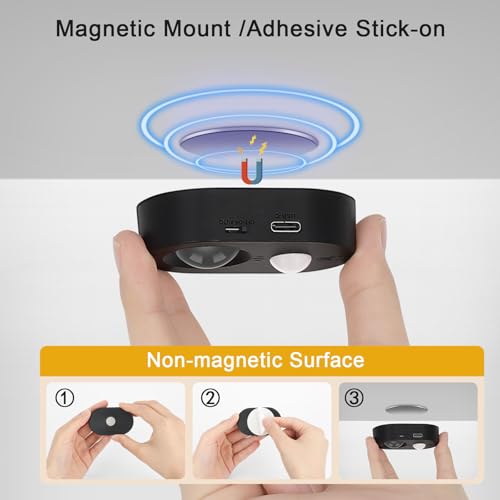 Lightsjoy Motion Sensor Lights Indoor Wireless Under Cabinet 6 Pack Rechargeable Night Light Battery Spot Lights Dimmable Stair Lights Cupboard Kitchen with Remote Control Brightness Adjustable Black - Cosy Home Interiors Lightsjoy Motion Sensor Lights Indoor Wireless Under Cabinet 6 Pack Rechargeable Night Light Battery Spot Lights Dimmable Stair Lights Cupboard Kitchen with Remote Control Brightness Adjustable Black - Image 6