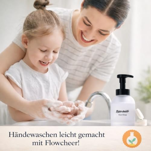 Image of flowcheer Hand Soap Starter Set -1 Refillable CrystalClear Glass Foaming Hand Soap Dispenser + 4 Scented Soap Refill Tablets, 4 x 9 Fl oz,Soap Pump for Bathroom Kitchen Countertop