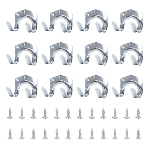 Tool Hanger Hooks,Tool Hooks for Shed, Heavy Duty Wall Mounted Double Hook Storage Hangers with Screws, Rustproof Metal Shed Tools for Organizing Ladder, Sports Equipment, Garage Workshop (12 Pcs)