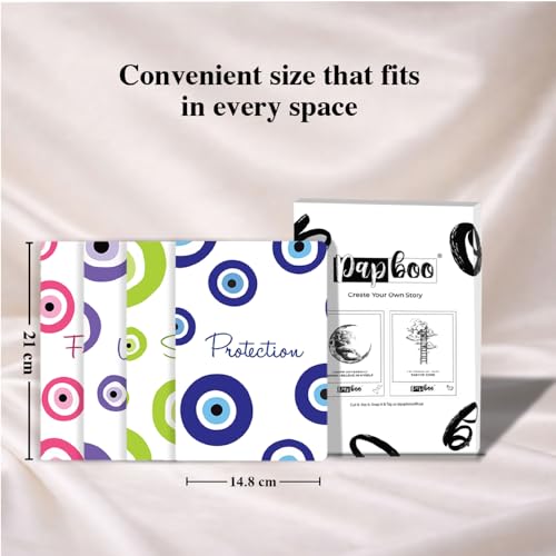 Image of PAPBOO A5 Handy, Easy to Carry Unruled, Plain Evil Eye Set of 4 for doodling, Writing, Notes, Notebooks -Matte Finished - Journal Diary, Gift.(60 * 4=240 80 GSM Pages)