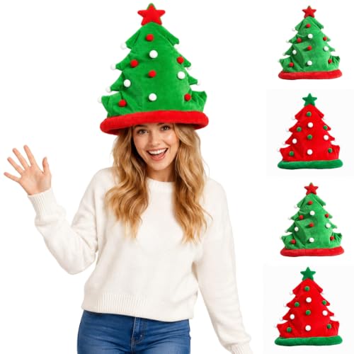 Christmas Tree Hats Adults Funny Cute Xmas Party Costume Santa Hat Women - image 1