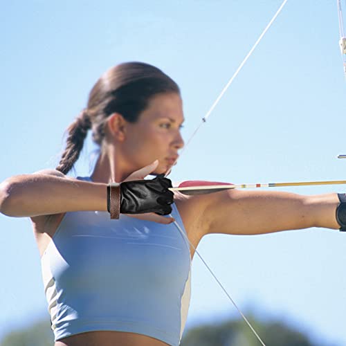 yeacher Luva de tiro com arco Luva de tiro com três dedos Proteção protetora para arco composto recu