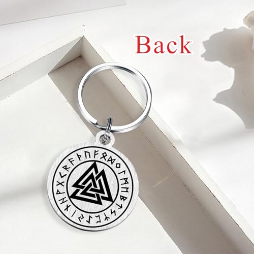 Image of Alotozo Norse Viking Keychain for Men Women - Compass, Tree of Life, Wolf, Odin, Ravens Mythology Gift for Birthday Christmas