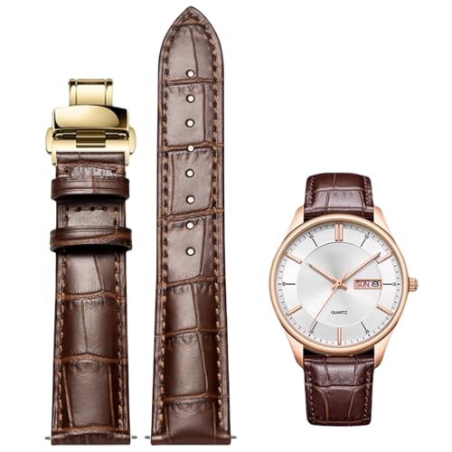 Image of Quick Release Genuine Leather Deployment Watch Band Italian Alligator Grain Embossed Calfskin Leather 14mm to 24mm Luxury Business Casual Universal Replacement Strap Men Women