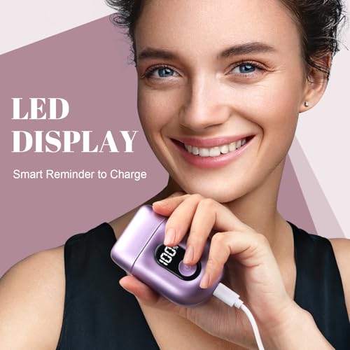 Fangaci Cordless Electric Razors for Women: Mini Electric Shaver with Big LED Display - Rechargeable Bikini Trimmer - IPX7 Waterproof Wet Dry for Face, Body & Legs (Birght Purle) by Fangaci - Image 2