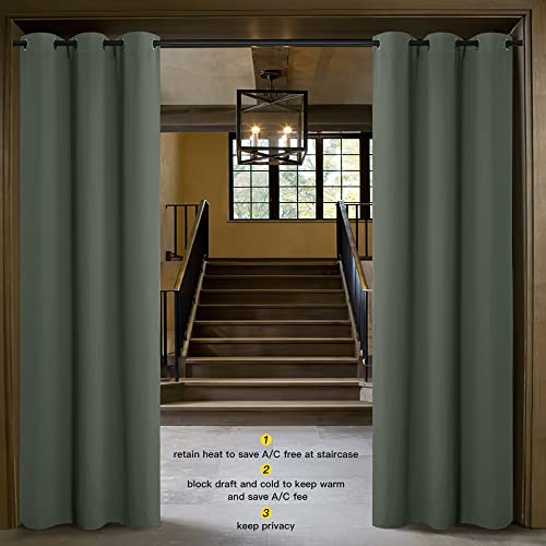 Image of NICETOWN Faux Folding Accordion Doors, Front Door Curtains for Doorway, Privacy Blackout Living Room Bedroom Divider /Sliding Patio Decor Decoration (1 Panel, 9ft Tall x 5ft Wide, Dark Mallard)