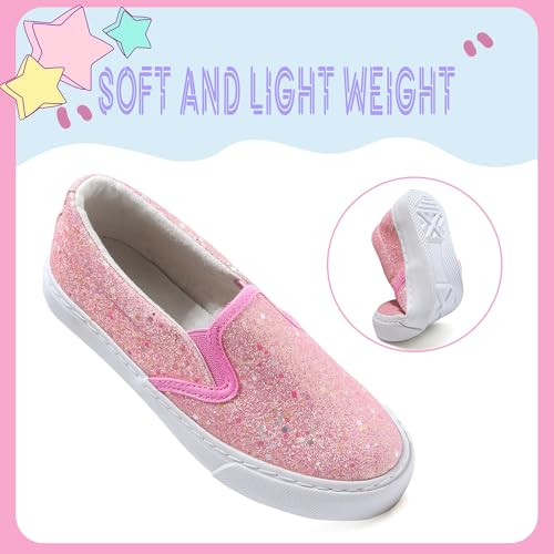 Girls Sparkle Slip-on Shoes Toddlers Canvas Sneakers Light Weight Comfortable Causal Running Shoes Skin-Friendly4