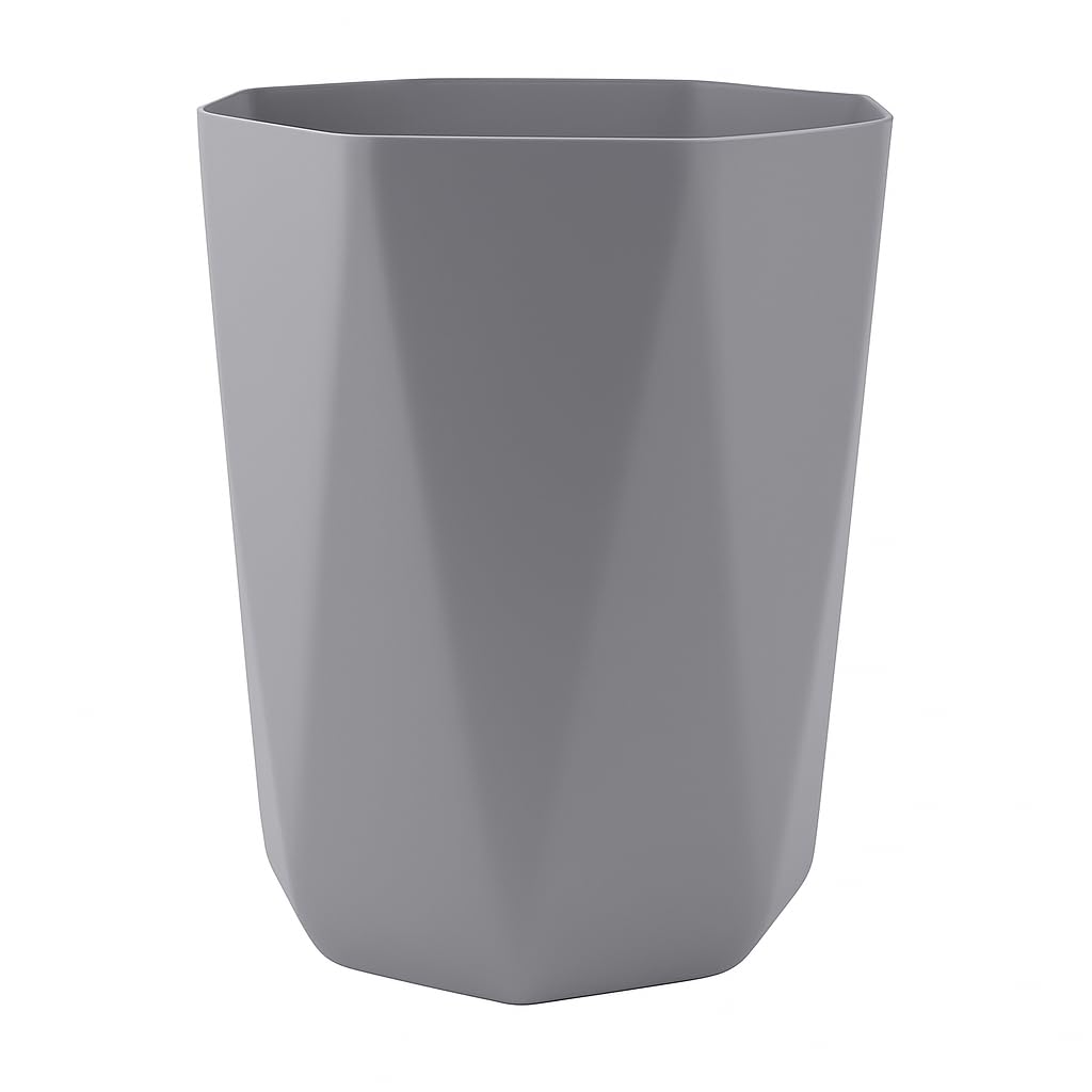 BROTHERS PLASTIC 5 Gallon Grey Bathroom Trash Can Geometric Plastic Garbage Bin with No Lid for Home Office