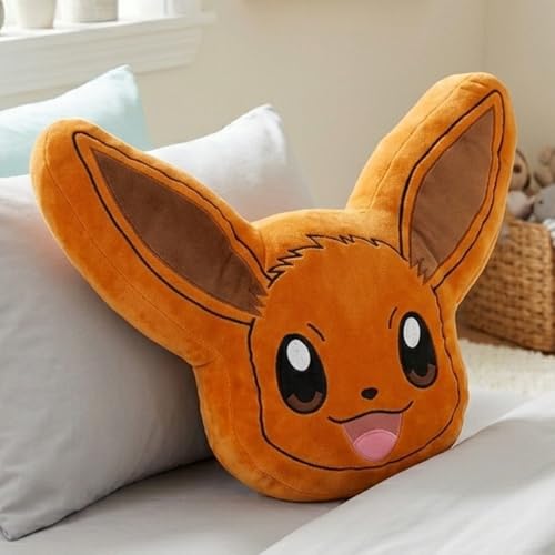 Image of Mirada Brown Pokemon Eevee Face Soft Toy - Officially Licensed - Soft & Cozy Plush Pillow - Ideal Gift for Kids, Boys & Girls - 35cm