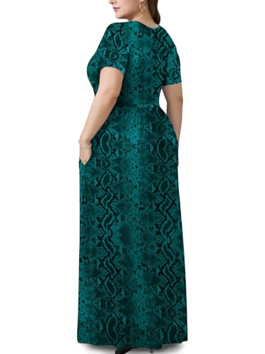Image of PEVRL Plus Size Maxi Dresses for Women Summer Casual Short Sleeve Long Dress with Pockets 1X-5X