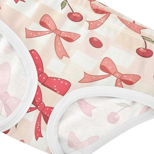 Wusikd Cherries Checkered Girls' Underwear Cotton Bows Girls Briefs Soft Toddler Underwear 2T4