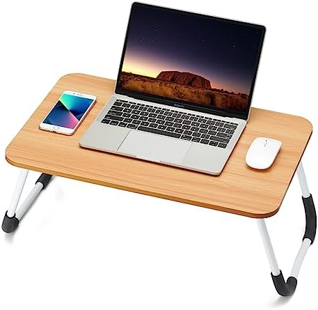Ruxury Folding Lap Desk Laptop Stand Bed Desk Table Tray, Breakfast Serving Tray, Portable & Lightweight Mini Table, Lap Tablet Desk for Sofa Couch Floor - Wood