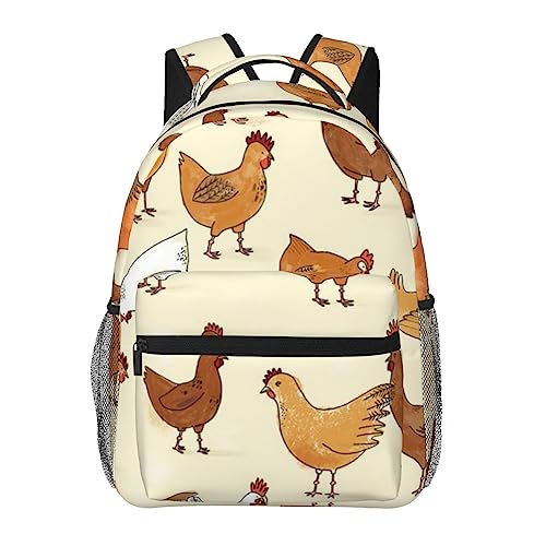 Sac à dos d'école léger Sunflowers à motif poulet pour filles et garçons