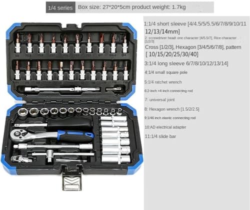 RUHEN Tool Set Tool Kit Tool Box Tool Kit Set Socket Sets Ratchet Wrenches Hand Tool Kit With Plastic Toolbox Storage Case Toolbox Tool Kit Set - Image 2
