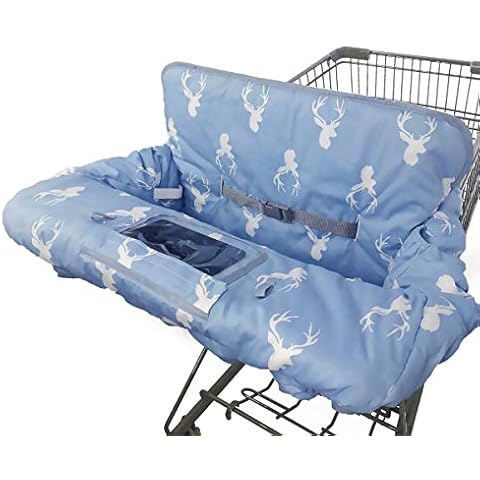 ICOPUCA Shopping Cart Cover for Baby boy Girl, Non-Slip Design Cart Covers for Babies, Infant Cotton High Chair Cover, Machine Washable, Toddler Grocery Cover Large (Navy Deer) Cover