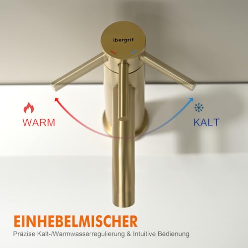 Ibergrif M11003Y Bad Wasserhahn Gold Gebürstet, 68 mm – Ansicht 4