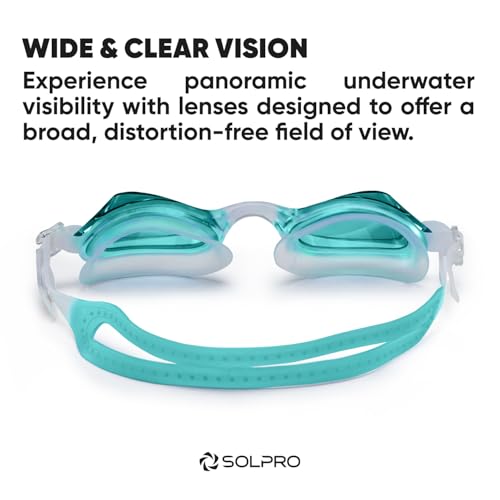 Image of Solpro Clear Wave Unisex Adult Swimming Goggles for Women,Men,Boys,Girls,Teenagers,Athletes,Swimmers For Training,Competition in Swimming Pool,Beach,Water Sport, Park & Activties