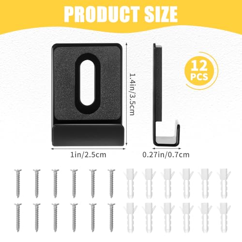 Image of 12 Pcs Metal Mirror Holder Clips Hanger Kit, Mirror Clips for Wall Mounting Holder Hanging with Screws Hooks Rubber Pads, Frameless Mounting Hardware Heavy Retainer for Tile Billboard Display(Black)