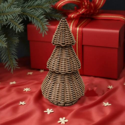 Handwoven Christmas Tree Ornament Rustic Imitation Rattan Woven Tree Craft - image 6