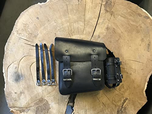 ORLETANOS Seitenkoffer Hulk schwarz kompatibel mit Harley Davidson Softail Heritage Fat Bob Boy Low Rider Street Bob Breakout Echtleder Reisekoffer