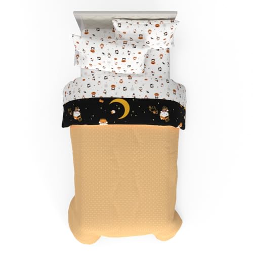 Image of Sanrio Hello Kitty Halloween Pumpkin Twin Bed Set - Super Soft & Cozy 4 Piece Reversible Comforter and Sheet Set (Officially Licensed Product) by Franco