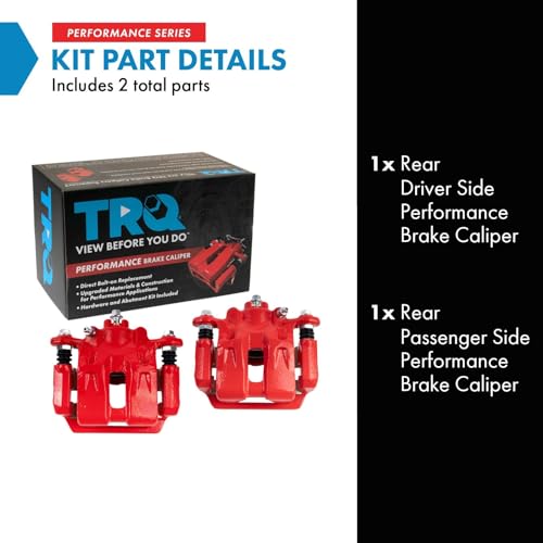 Image of TRQ Performance Rear Brake Caliper Set Painted Red Brackets Compatible with 2005-2010 Honda Odyssey