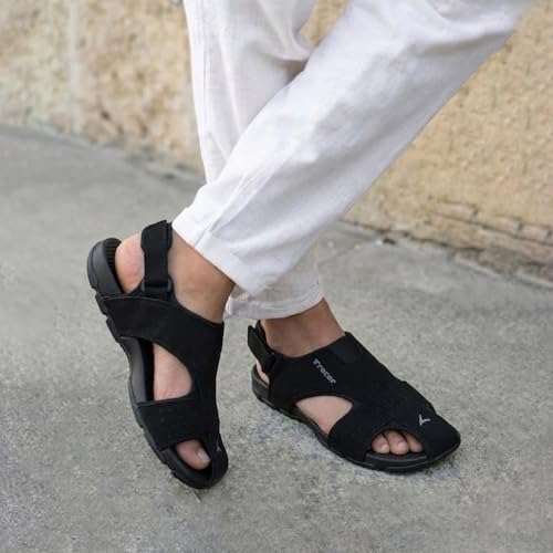Image of TRACER Causal Sandals for Men's, Stylish & Comfortable, Eva with Rubber Randal Sole, Knitted Upper Lightweight & Breathable, Closure Velcro, Stylish Sandal, Size - 6 to 11
