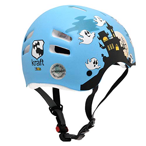 Capacete Kraft Fantasminha Azul - Skate / Patinete / Scooter Elétrica, Kraft Capacetes, G