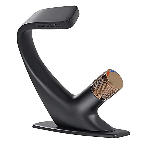 Exclusive Black & Rose Golden Single Handle 1 Hole Vessel Bathroom Faucets Waterfall Spout lavatory