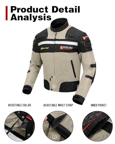 image for BORLENI Motorcycle Jacket Windproof Motorcycle Full Body Protective Ge