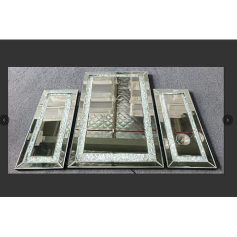 YACSNBF Silver Trifold Mirror - Full Length Framed Beveled Edges 3 Way Mirror Hangable on Wall - Folding Tall Makeup Mirror with Hinges - Table Top, Dressing (Rhinestone Decorative Makeup Mirror) Cover