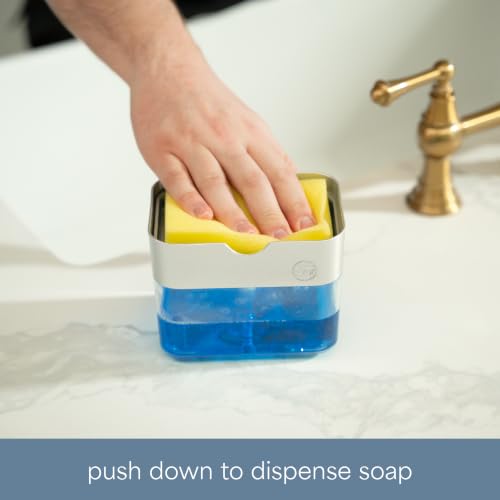 Image of S&T INC. Dish Soap Dispenser and Sponge Holder, Silver