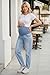 OUGES Women's Maternity Jeans Pants Ripped Denim Cotton Blend Adjustable Waistband Over Belly Slim Stretchy Casual Daily Wear Work Pants Mom Jeans Pregnancy Clothes with Pockets 2026(Light Blue,L)