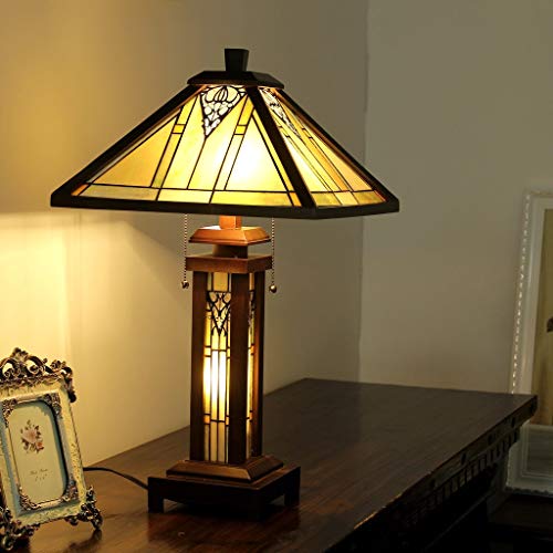 Chloe Lighting Zella Tiffany-Style Mission 3 Light Double Lit Wooden Table Lamp 15