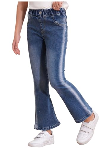 Kids Girls Skinny Flared Jeans Bell-Bottom Denim Pants Casual Elastic Waist Casual Trousers3
