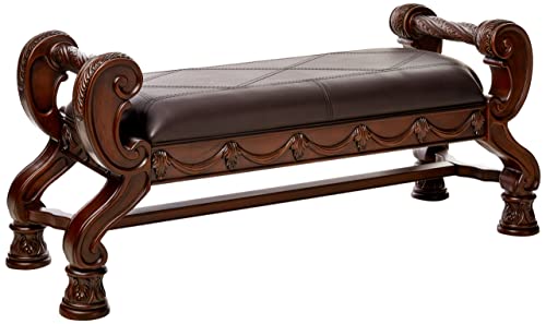 Signature Design By Ashley North Shore Ornate Faux Leather Upholstered Bedroom Bench, Dark Brown #TOP7