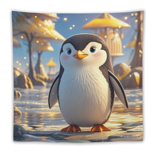Tapisserie pingouin dessin animé pour créer un coin lecture cosy dans la chambre