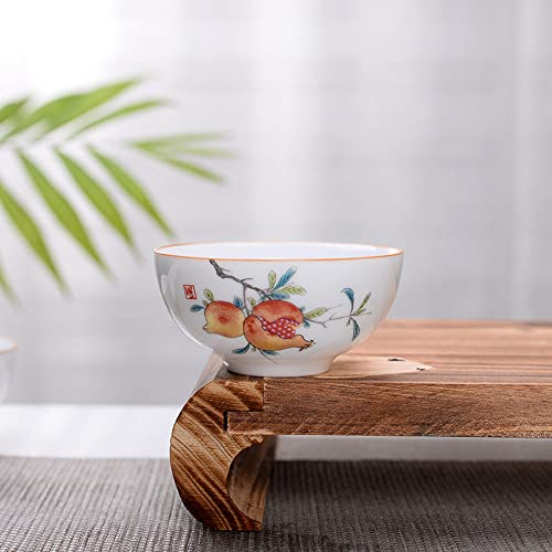 Image of Liang baobao Chinese Tea Tasting Cup Set of 4, 2oz White Porcelain Mini Cups for Gongfu Tea Ceremony (pomegranate)