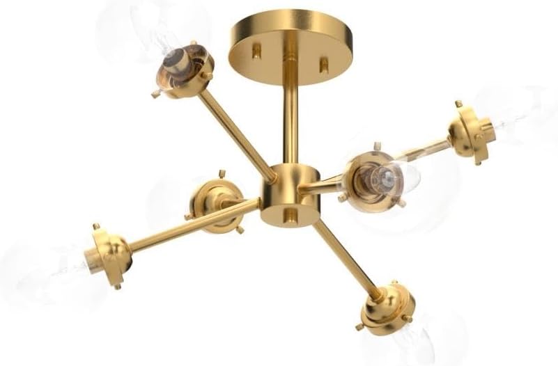 KSANA Gold Semi Flush Mount Ceiling Light, Gold Chandeliers for Dining Rooms, Kitchen, Living Room, D25.2 x H13