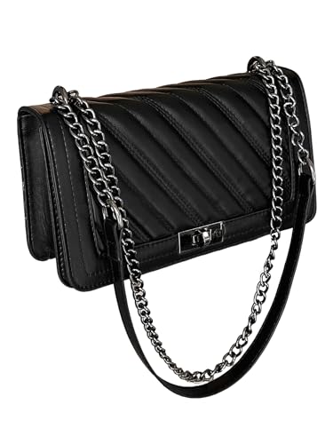 Floerns Women's Pu Leather Quilted Crossbody Bag Casual Flap Square Bag