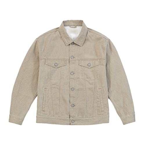 Veste en jean homme ample en coton délavé foncé brodé pour un confort au top