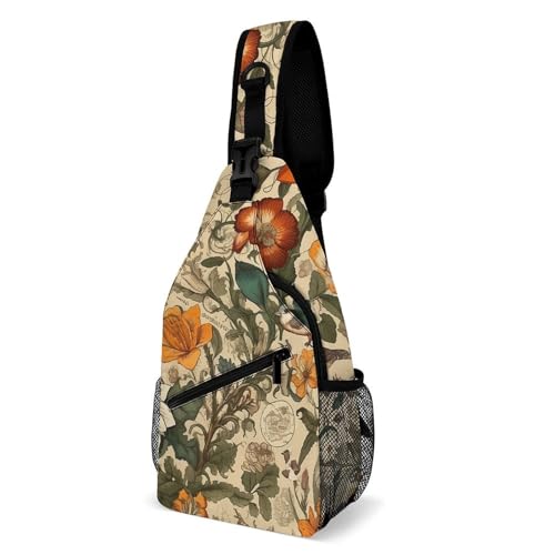 Donkey And Flower Sling Bag for Men Women - Adjustable Crossbody Chest Backpack, 15