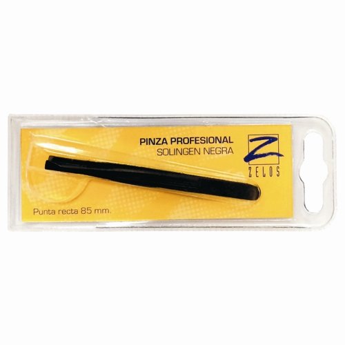 Pinzas Para Cejas - Depilar - Negra 85mm Solingen Punta Recta - Uso Profesional - Zelos