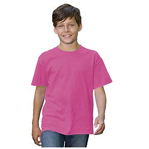 Fruit of the Loom - Camiseta de Manga Corta Original niños (7-8 Años/Fucsia)