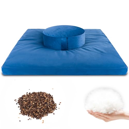 KIDOACOW Blue Meditation Cushion and Mat Set Comfortable Large Me...