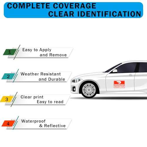 Image of Delivery Driver Magnets for Car - Frequent Stops Removable Magnet Set - Reflective Delivery Magnetic Car Door and Bumper Sign - Weather-Resistant 11.8 x 8 inch (Red-White 1 pack)