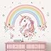 wondever Large Rainbow Wall Decals Unicorn Flower Peel and Stick Wall Art Stickers for Girls Bedroom Kids Room Baby Nursery