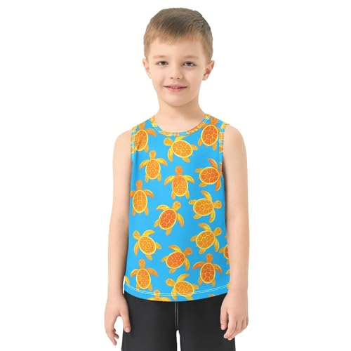 J JOYSAY Cartoon Turtle Golden Boys Tank Top Sleeveless Muscle Shirts Quick Dry Kids T-Shirts 3-15T2