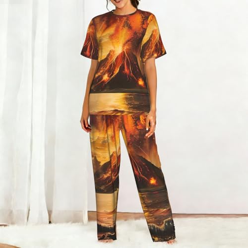 Pyjama à manches courtes femme confort absolu et imprimé volcano tendance - 3